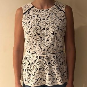 Black/white sleeveless peplum tank